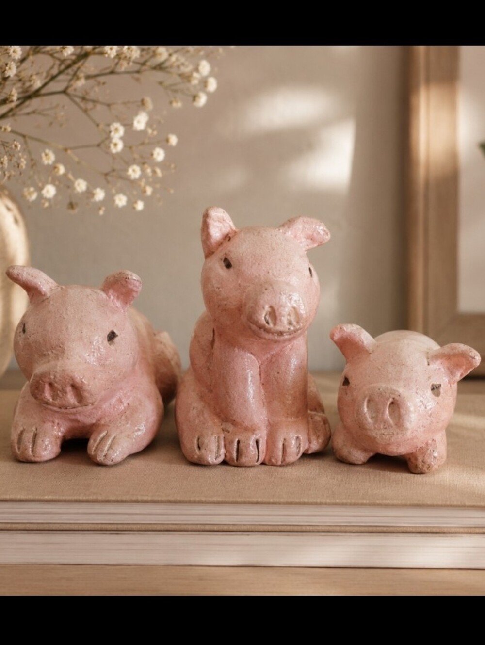 Whimsical Pink Ceramic Pig Accents